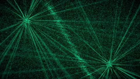 Moving bluish green particles with bluish light rays background Stock Footage 220661583
