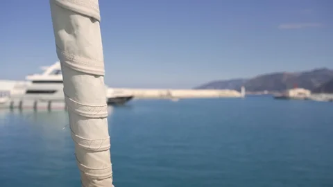 Moving the boat inside a marina on Sicily, Italy Stock-Footage 120050168
