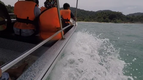 Moving boat with passenger Stock Footage 88066676
