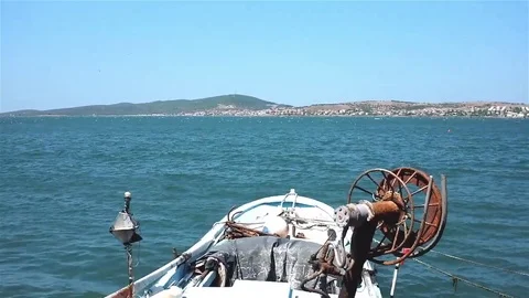 Moving boat on the sea Stock Footage 83503564