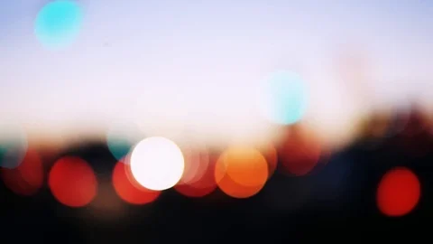 Moving bokeh circle. Blurred night traffic lights background. Stock Footage 109275486