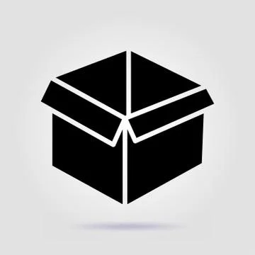 Moving box black icon on a gray background with soft shadow Stock Illustration