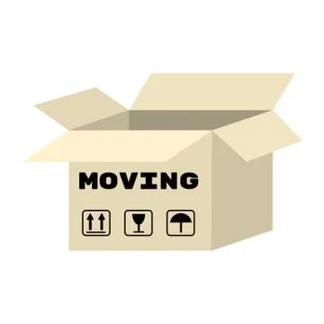 Moving box carton flat icon. Vector isolated illustration Illustrazione stock