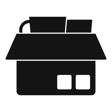 Moving box with house items flat icon Stock Illustration