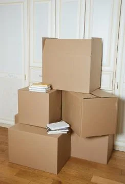 Moving boxes. cardboard box. stack of boxes Foto stock