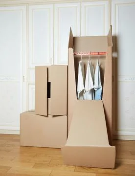 Moving boxes. cardboard box. stack of boxes Stock Photos