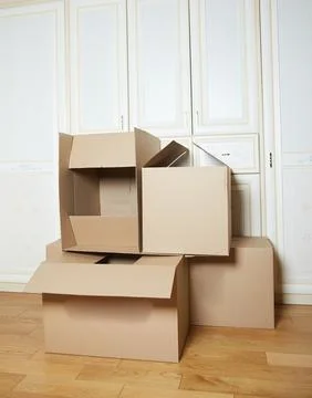 Moving boxes. cardboard box. stack of boxes Stock Photos