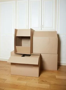 Moving boxes. cardboard box. stack of boxes Stock Photos