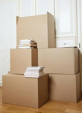 Moving boxes. cardboard box. stack of boxes Stock Photos