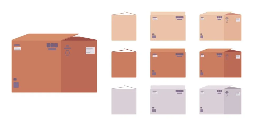 Moving boxes cardboard set Illustration