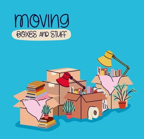 Moving boxes cartel 스톡 일러스트