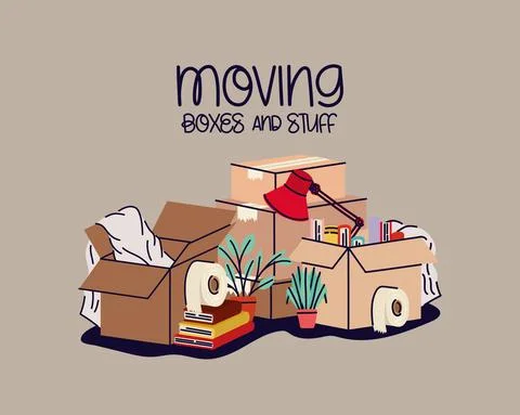 Moving boxes design 스톡 일러스트