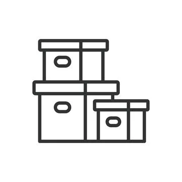 Moving Boxes, icon in line design. Moving boxes, cardboard, relocation, shipping 스톡 일러스트