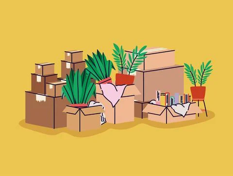Moving boxes illustration 스톡 일러스트