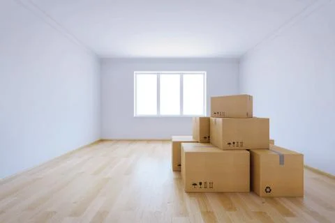Moving boxes at a new home Illustrazione stock