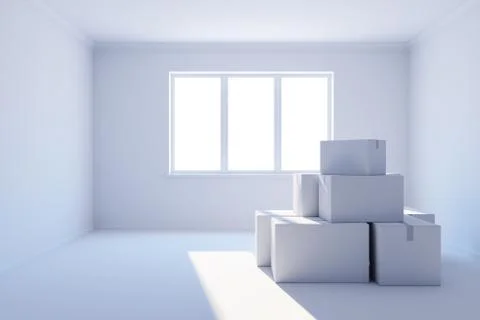 Moving boxes at a new home Stock-Illustration