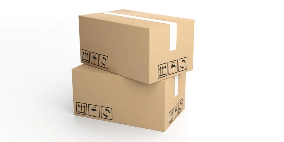 Moving Boxes packaging white background Ilustración de archivo