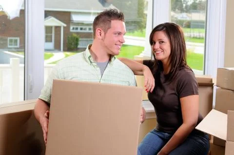 Moving boxes Stock Photos