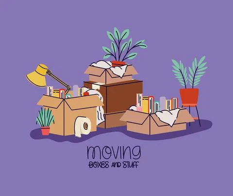 Moving boxes poster Illustrazione stock