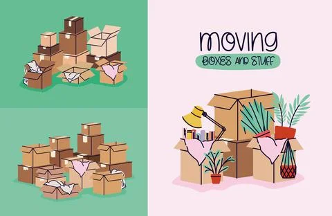 Moving boxes posters Stock Illustration