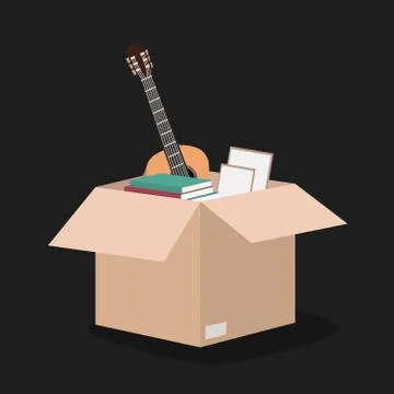 Moving with boxes. Things in box. Transport company 스톡 일러스트