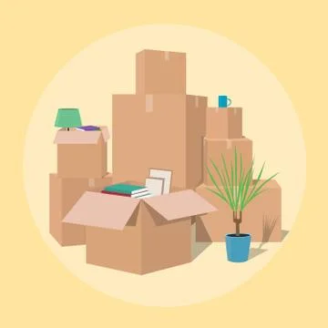 Moving with boxes. Transport company Stock Illustration