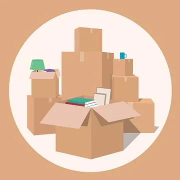 Moving with boxes. Transport company Stock Illustration
