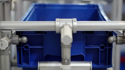 Moving boxes using modern warehouse technology Stock Footage 166567432