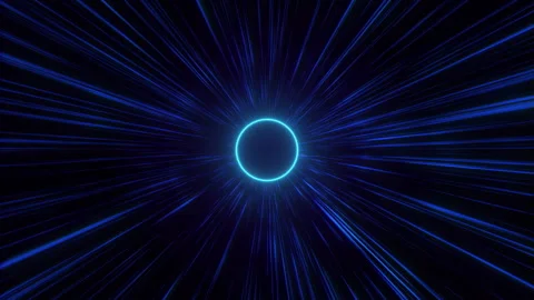 Moving bright neon lines or travel through time and space at high speed Stock Footage 343726507