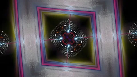 Moving bright three-dimensional kaleidoscope patterns and ornaments. looped anim Stock Footage 154386033