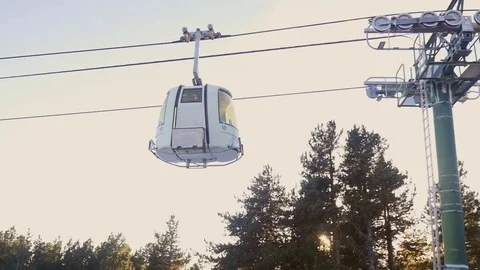 Moving cable cars in winter Stock Footage 74174516