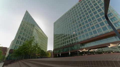 Moving camera office building Stock Footage 82398329