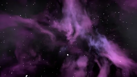 Moving camera revealing purple nebula shifting, stretching filament, revealing Vídeos de archivo 346154876