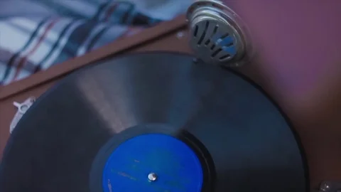 Moving Camera Shooting Spinning Vinyl Slow Motion Stock Footage 71987874