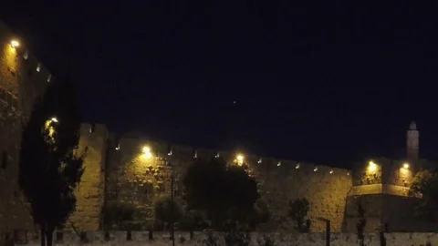 Moving camera from Tower of David on Jaffa street in Jerusalem Stock Footage 128822157