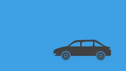 Moving car animation on blue background,best animation in 4k. Stock Footage 201005190