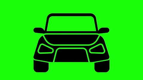 Moving Car Icon in Front View on Green Background Stock Footage 318107347