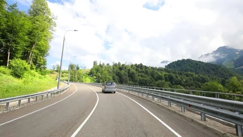 Moving in car on road in beautiful mountains at summer, Sochi, Russia Stock Footage 276363363