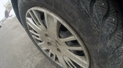 Moving car. View of wheel, close-up Video stock 67848889