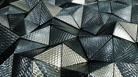 Moving carbon fiber solid triangles pattern rendered in UHD Stock Footage 266906069