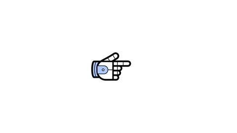 Moving Cartoon Robot hand cursor pointing right direction on white background Stock Footage 301343126