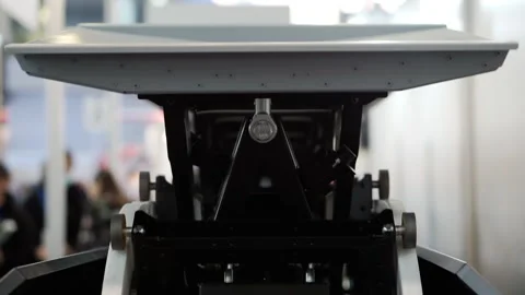 Moving carts on the rails of modern warehouse equipment Video stock 164591399