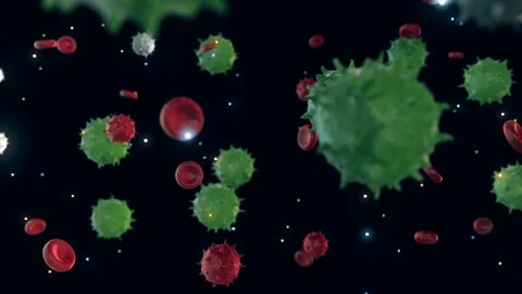 Moving cells of virus and blood on black... | Stock Video | Pond5