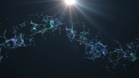 A moving chain of rainbow-coloured digital connections runs through the screen. Stock Footage 230599839