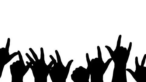 Moving, cheering silhouettes of hands Stock Footage 101959601