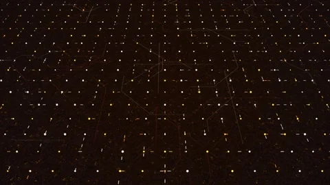 Moving chip in computer board. Animation. Virtual circuit with moving electrons Video stock 161034433