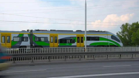 Moving City Train Stock Footage 64551365