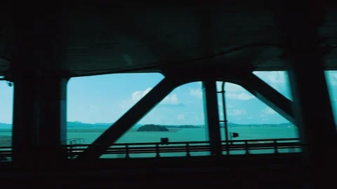 Moving cityscape scenery seen through the windows of a vehicle at Seoul Stock Footage 120586920
