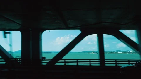 Moving cityscape scenery seen through the windows of a vehicle at Seoul Stock Footage 120586960