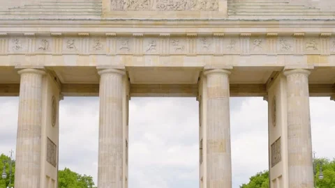 Moving close up shot of the Brandenburg Gate in Berlin, Germany Stock Footage 158070069